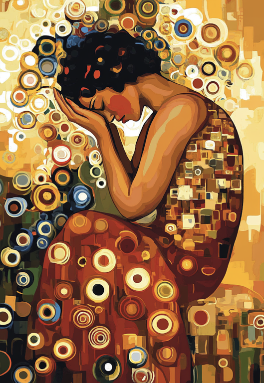 <div class='list-title'>Klimt style: The Mourning Woman</div><div class='list-plustitle'>needlepoint kit</div>